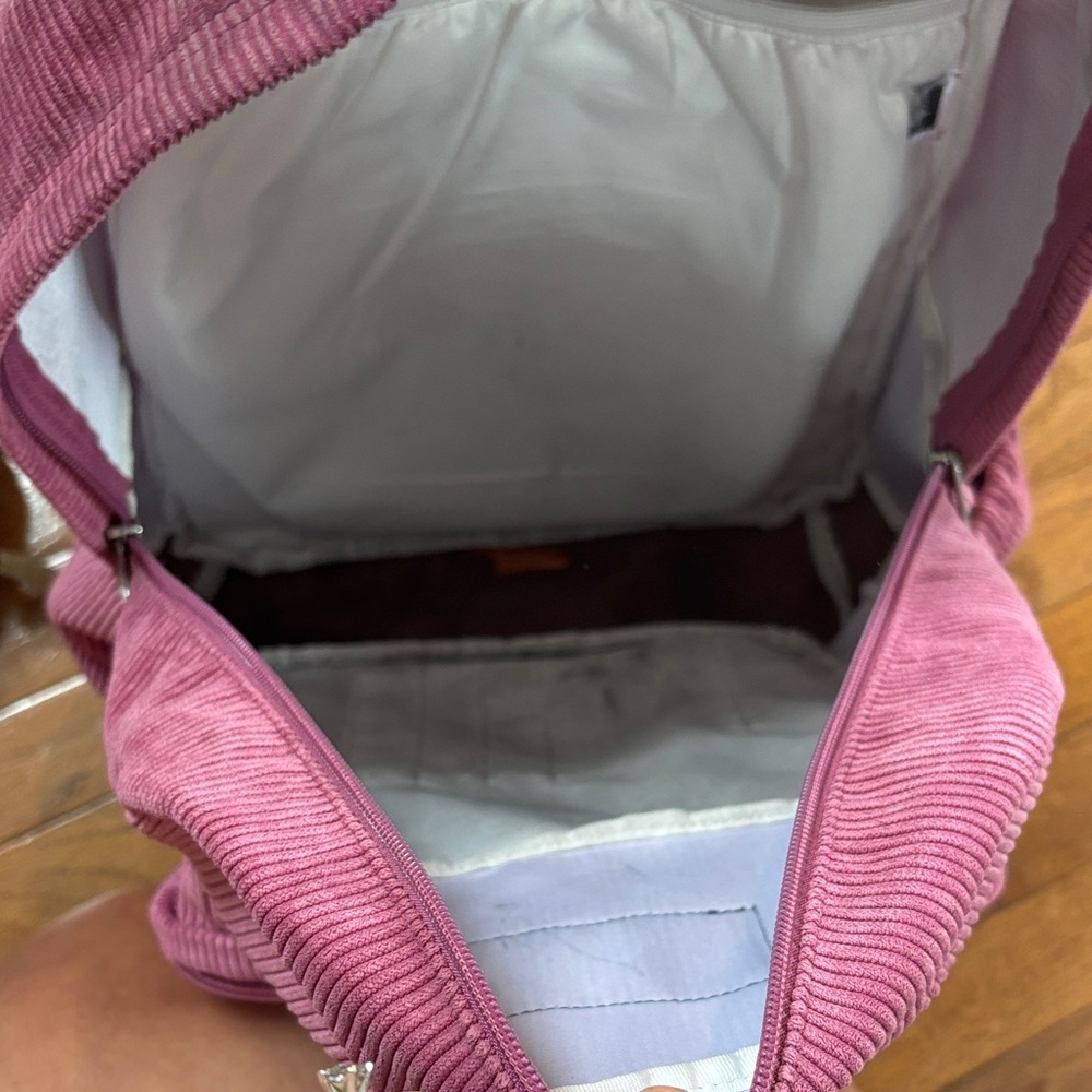 Jansport Corduroy Backpack in Pink and Brown - Picture 5 of 8